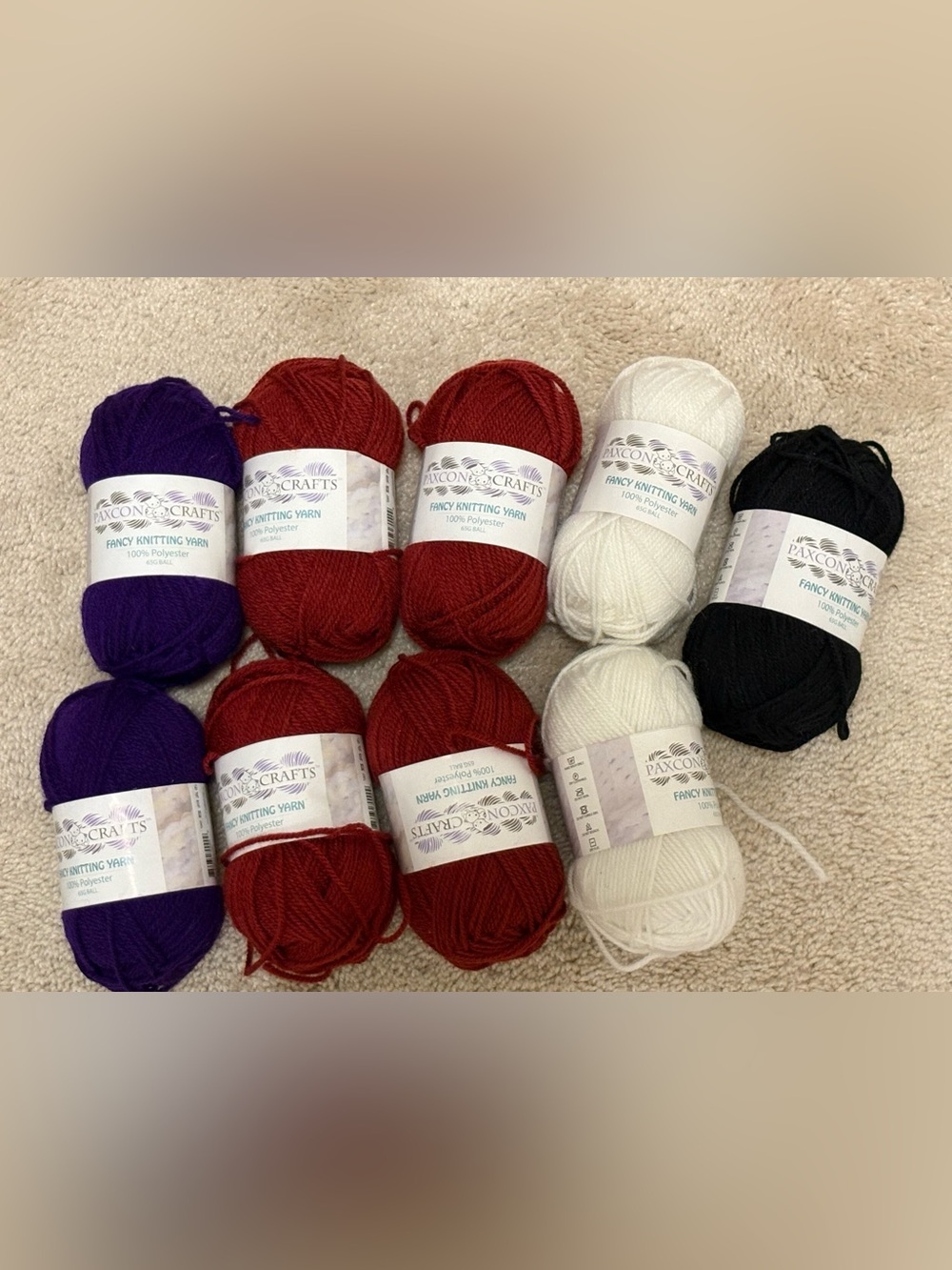 Paxcon Crafts Fancy Knitting Yarn Lot - 9 Skeins Medium 4 Weight